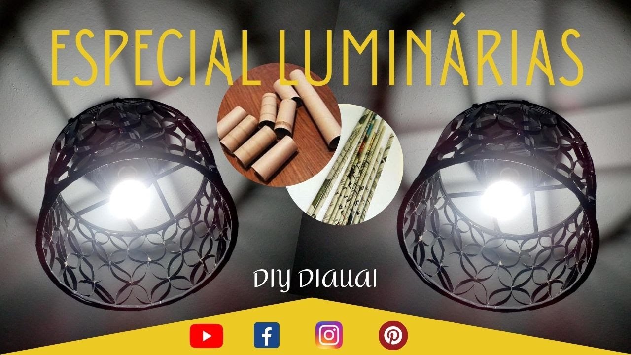 DIY: LUMINÁRIA COM ROLINHOS DE PAPEL  HIGIÊNICO E JORNAL  | especial luminárias!