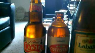 Vintage Labatts beer bottles and can