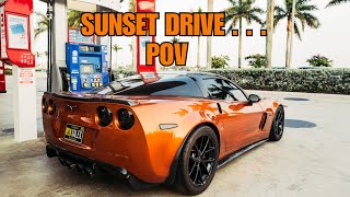 SUNSET DRIVE TO THE  GYM - POV CORVETTE  Z06