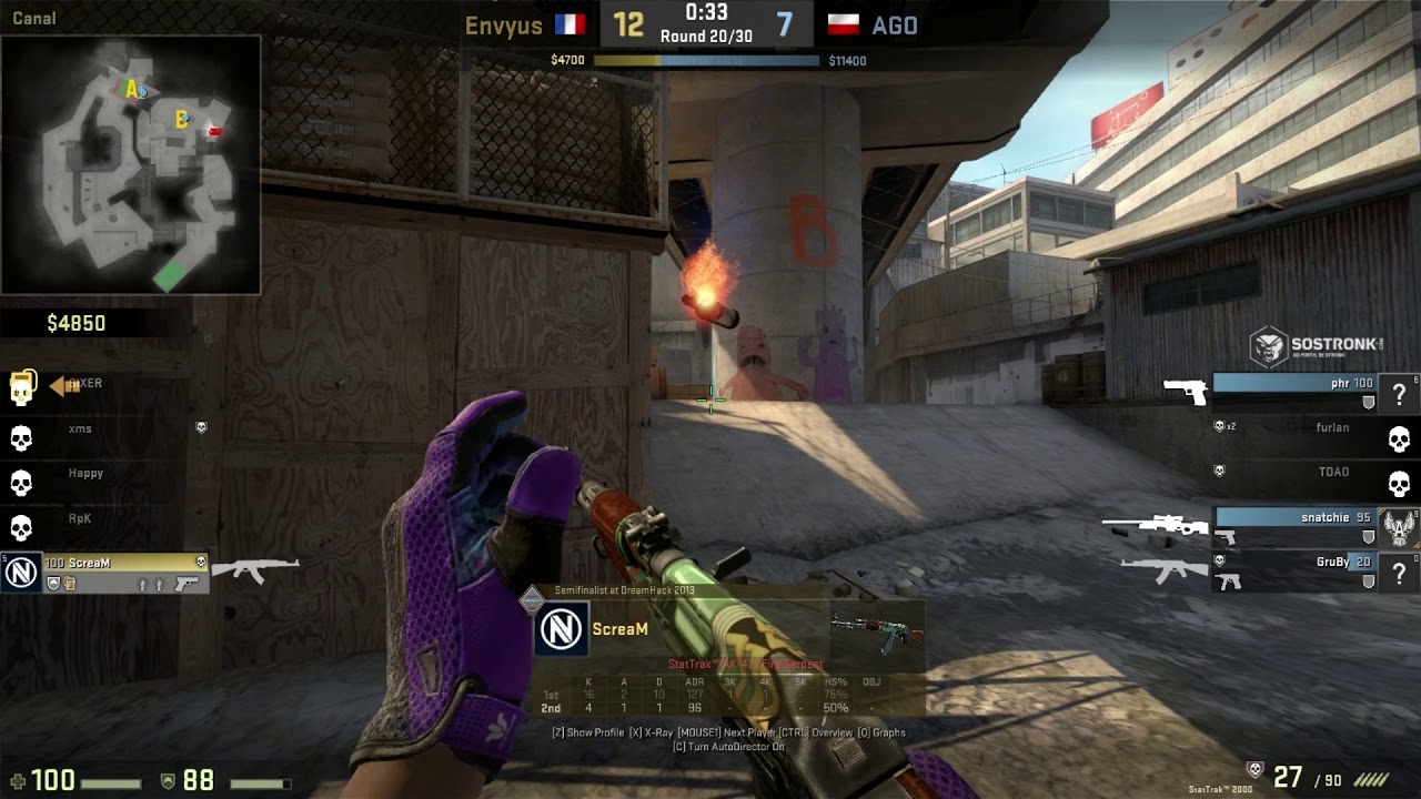 Envyus ScreaM 1v4 CLUTCH vs AGO Overpass @ Europe Eleague Minor 2017