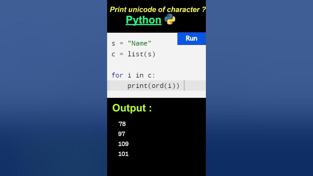 Print Unicode Character in Python ? - YouTube