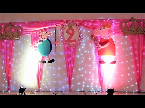 ✓DECORACIÓN DE CUMPLEAÑOS DE PEPPA PIG CON LUZ LED 