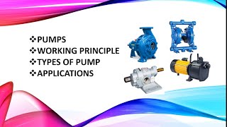 Pumps || Types of Pumps || How Pump Works || Applications of Pumps