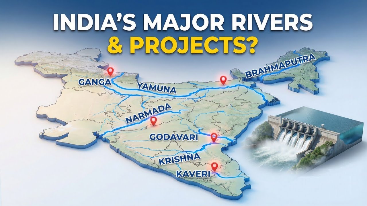 भारत की प्रमुख नदियाँ और उन पर बनी प्रमुख परियोजनाएँ | Rivers & Projects of India |Basic to Advanced