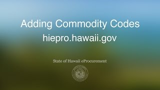 Vendor Profile: Adding Commodity Codes