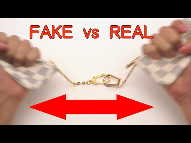 FAKE vs REAL. Louis Vuitton Damier AZUR Key Chain Coin Purse 