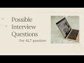 POSSIBLE INTERVIEW QUESTIONS FOR ALT POSITION IN JAPAN.