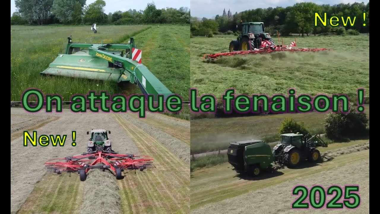 Foin 2025, on attaque avec  la nouvelle pirouette et le nouveau râteau! @KUHNmachine @JohnDeere@hay