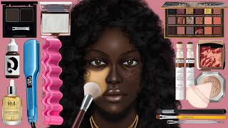 Makeup Asmr Makeup For Dark Skin Amazing Transformation Of 4C Hair Girl