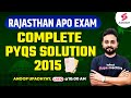 Rajasthan apo 2024 rajasthan apo previous year question paper  2015 solution   anoop sir