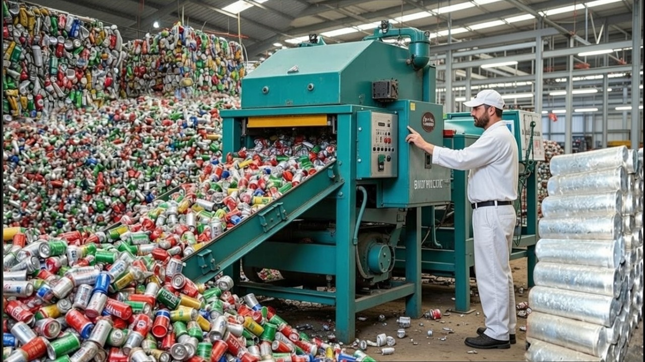 لن تصدق كيف تتحول ملايين علب الألمنيوم المستعملة إلى مواد جديدة