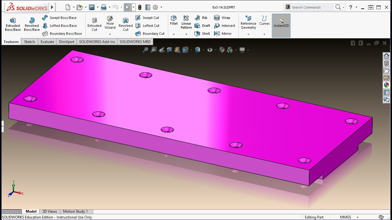 Basic 3D CAD : Exercise 3-14 [Part] - SolidWorks tutorials EXERCISES ...