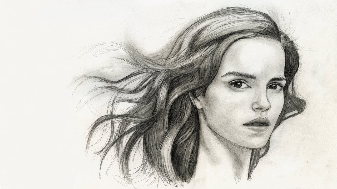 How to Draw a Realistic face - Time Lapse - EMMA WATSON ...