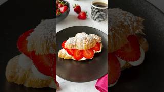 Croissant with Strawberries & Cream 🥐🍓 - The Sweet Summer Edition #food #cooking #asmr #shorts