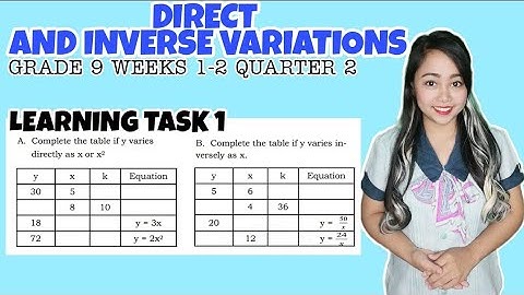 G9- DIRECT VARIATION AND INVERSE VARIATION | Learning Task 1 A-B Week 1 Q2