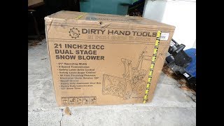 Dirty Hand Tools Snow Blower Un-box, Assembly and Use