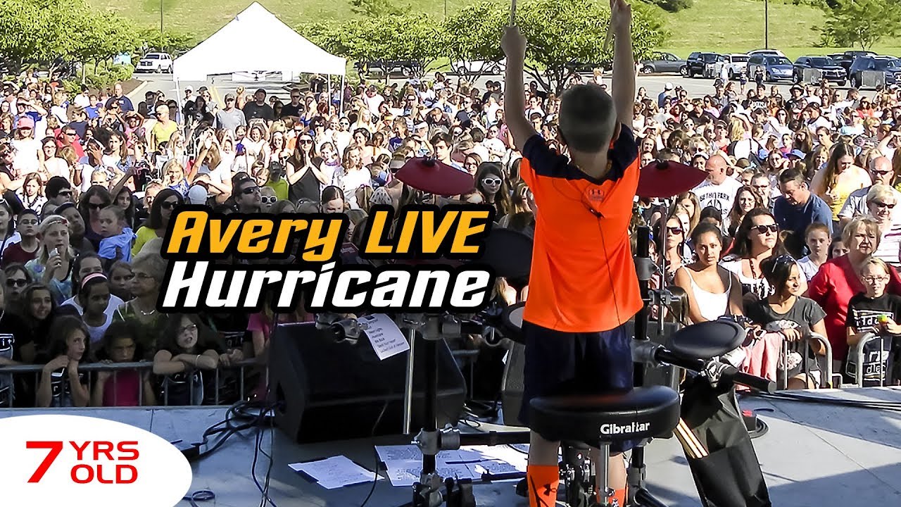Hurricane - LIVE (7 year old Drummer) Drum Cover by Avery Drummer Molek