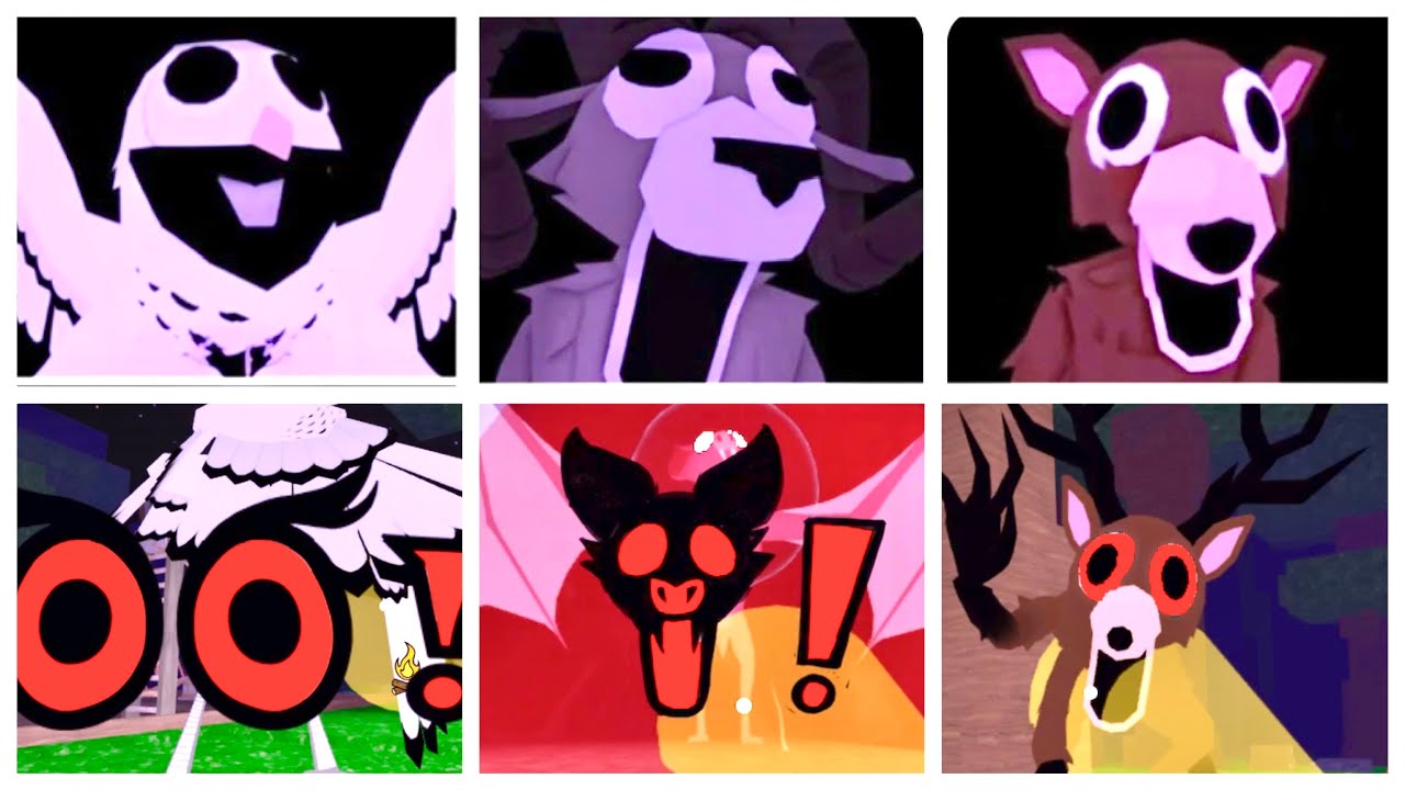 99 Nights in the forest - Owl vs Ram vs Bat vs Deer , jumpscares  