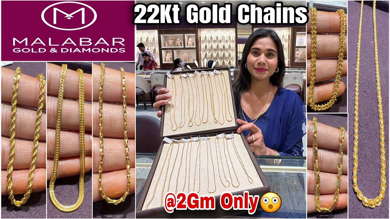 ONLY 2Gm & 4.9%VA😳Malabar HUGE Gold Chain Designs & Price| Lightweight Gold Chain Designs With Price
