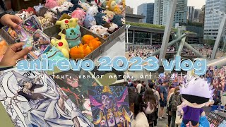 anirevo 2023 vlog 🩵🌟 anime convention tour, vendor merch + artist alley haul || omeggamind