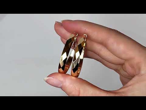 Сережки кільця Рубі 54087 розмір 35х5 мм вага 6.9 г позолота 18К, видео 1