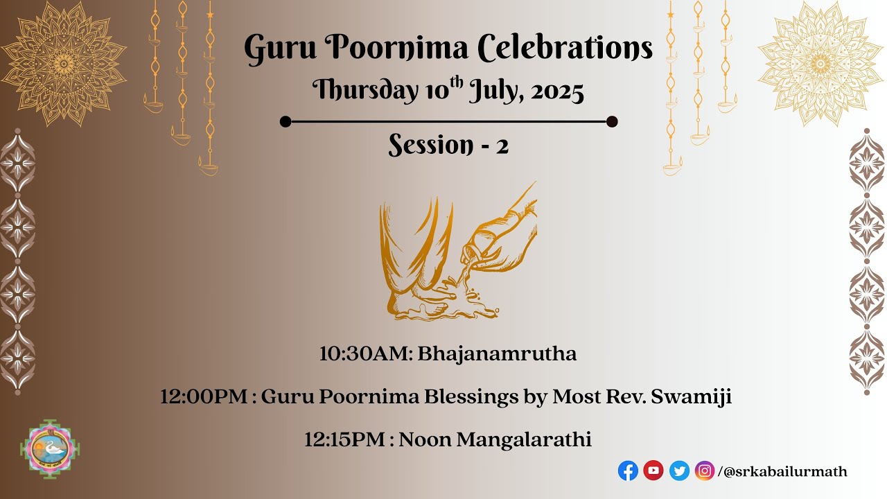 Bhajanamrutha & Blessing by Most Rev. Swamiji || Thursday 10-07-2025 || 10.30 AM-IST ||