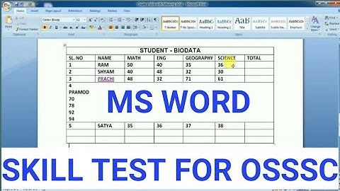 MS WORD SKILL TEST FOR OSSSC JUNIOR CLERK 2020
