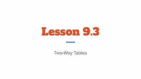 Pre-Algebra - Lesson 9.3A: Two-Way Tables Part 1