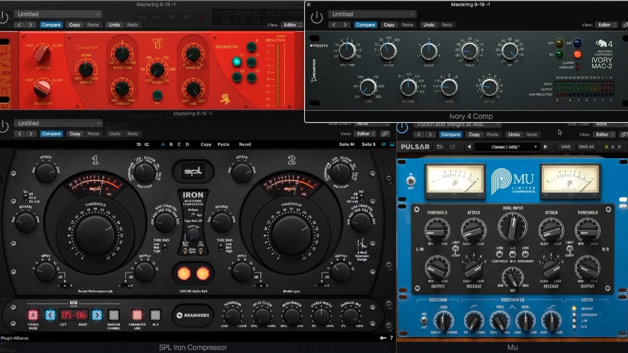 Mastering compressor shoot out - Acustica-Audio Ivory 4, Magenta 5, SPL Iro...