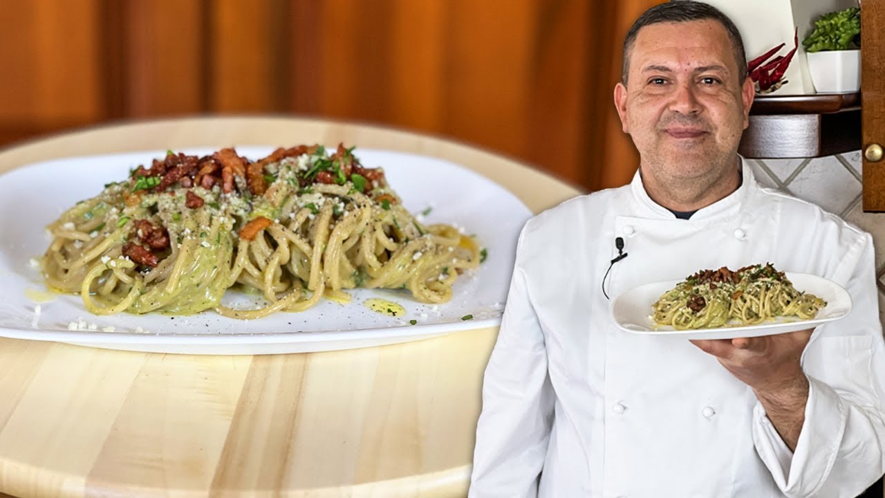 SPAGHETTI con CREMA DI FAVE, PECORINO e GUANCIALE CROCCANTE - Ricetta Buonissima