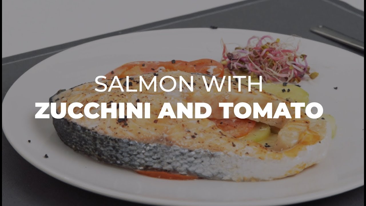 Salmon with Zucchini and Tomato Cooked in Microwave | Recipe by