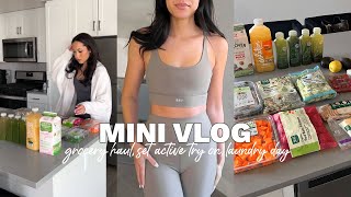 MINI VLOG: Grocery Haul, Laundry, Activewear Try On Haul | Marie Jay