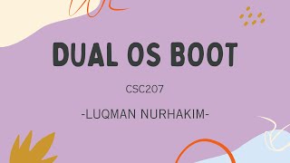 CSC207 DUAL BOOT OS