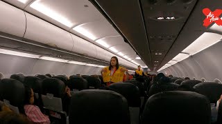 AirAsia Beautiful Stewardess Safety Announcement Briefing | AK 5035 Travel [4K]