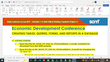 SAM Critical Thinking Capstone Project 1c Access Modules 1-3 | Economic Development Conference