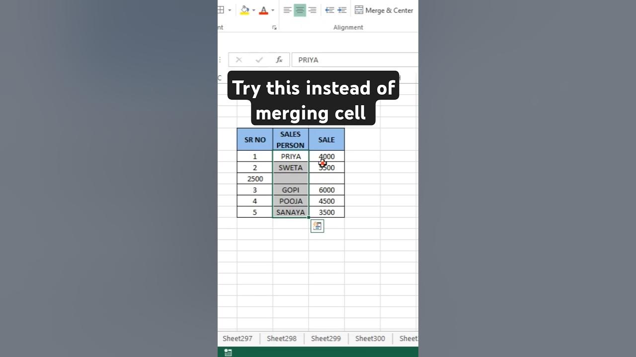 Try this instead of merging cells in excel shorts youtube