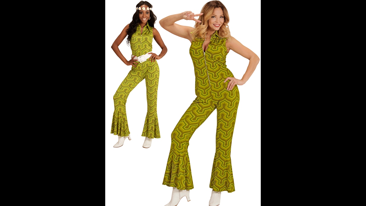 Kostüme/Groovy Retro Jumpsuit Damen:grün