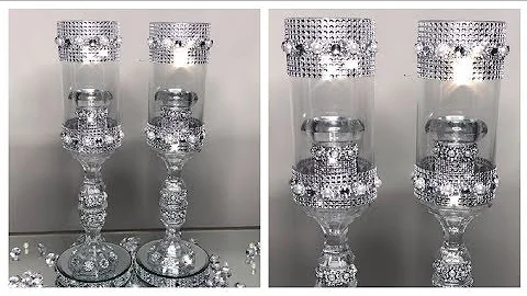 DOLLAR TREE DIY - DIAMONDS AND PEARLS WEDDING CANDLE HOLDERS | WEDDING SERIES PART (2) 2019