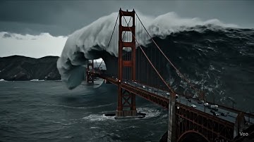 APOCALYPSE NOW? 8K Tsunami Destroys Golden Gate Bridge (Unsettlingly Real Simulation)
