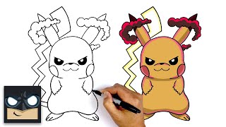 how to draw gigantamax pikachu pokemon sword and shield