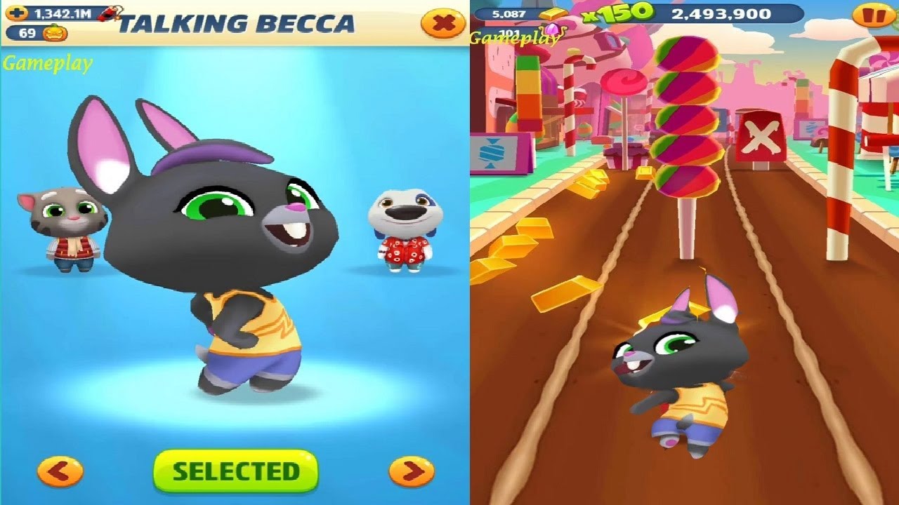 Talking Tom Gold Run New Update Halloween 2024 Candy Side world Talking Becca CATCH THE RACCOON