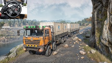 SnowRunner - Hauling Multiple Containers Loaded Trailer With F3000 | Logitech G29 Gameplay | #756