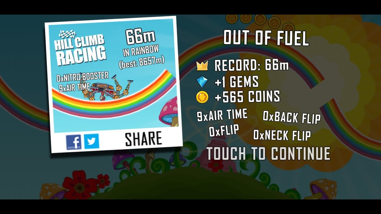Hill Climb Racing 1.59.0 (60 fps): Carantula + Rainbow 66m (full run ...