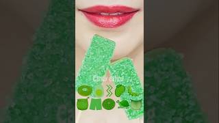 ASMR GREEN EMOJI FOOD ice sea grape kohakuto sprinkle honey jelly mukbang eating sounds