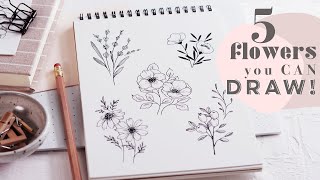 Five Pretty Flower Doodles | Learn to Draw NOW!