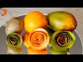 How to make flowers with fruit peel  fruit carving for beginners