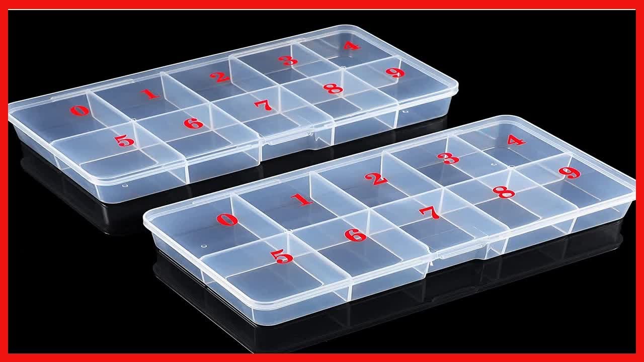 2 Pieces Nail Tip Box False Empty Nail Tips Organizer Storage Box with 10 Number Spaces Storage Case