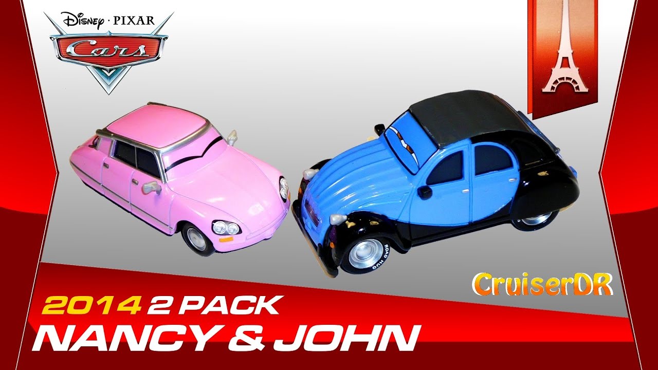 JOHN 1:55 diecast toys Pixar DISNEY CARS Paris Tour 2 pack NANCY NEW!
