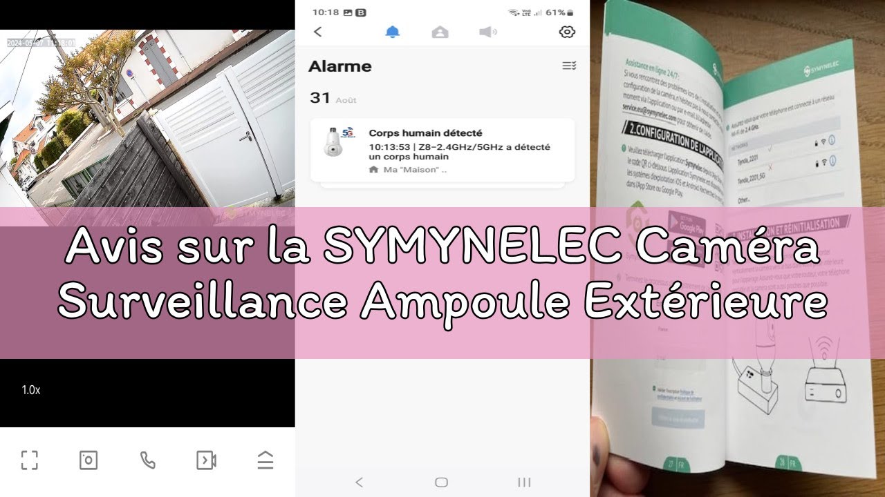Avis sur la SYMYNELEC Caméra Surveillance Ampoule Extérieure Étanche, Caméra WiFi sans Fil 2,4 GHz,