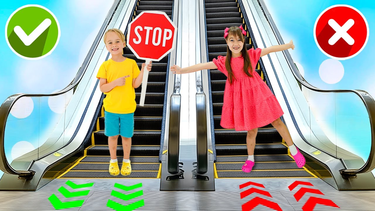 Escalator Mall Adventure - Kids Learn Mall Safety Rules